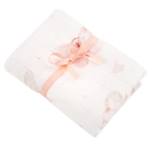 SAMIBOO Pieluszka/otulacz motyle z muślinu bambusowego z jonami srebra 75x100 cm PREMIUM